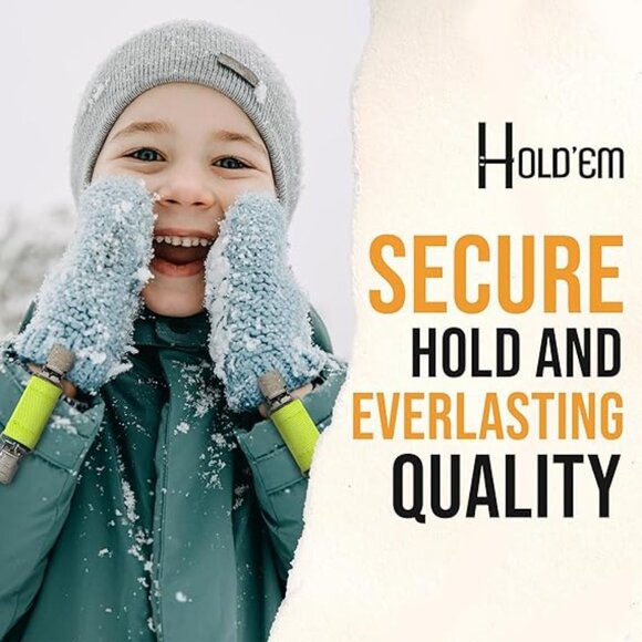 Hold’Em Mitten Glove Clips for Toddler & Kids Extra Tight Grip - Lemon Yellow - Picture 5 of 6